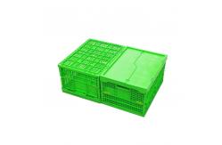 China Customized Green PP Plastic Folding Crate Mesh Body + Solid Bottom supplier