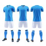 Men Blue Plain Soccer Jersey Football Uniform Set Breathable Quick Drying for sale