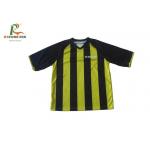 Uniform Jersey V Neck Black And Yellow Striped T Shirt Polyester / Spandex for sale