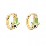 Zircon Colorful 14k Gold Hoop Earrings Jewelry Enamel Palm Cuff For Women Girls for sale