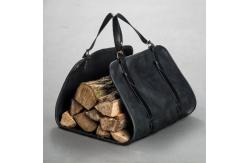 China Scratch Resistant Firewood Carry Bag , Side Open Design Leather Log Bag supplier