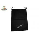 Custom Printed Black Cotton Canvas Bags Pull String Type For Shoes Packaging for sale