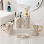 Modern Sanitary Equipment Ceramic Soap Dispenser Set Round Shape