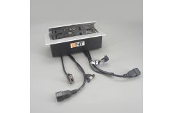 China Square Silver Desk Pop Up Sockets Zinc Alloy With Power Outlet 265*130mm supplier