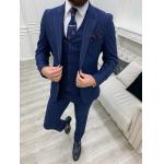 Mens Striped Sax Slim Fit Three Piece Tuxedo For Wedding for sale