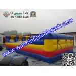 Three Lane Inflatable Bungee Run Game With Basketball Hoop Customized Size for sale