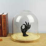 Borosilicate Large Glass Dome With Base , 20cm Height Glass Bell Cloche