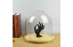 China Borosilicate Large Glass Dome With Base , 20cm Height Glass Bell Cloche supplier