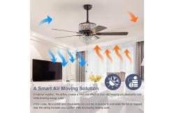 China Bedroom AC110V 4100K  Flush Mount Crystal Chandelier Ceiling Fan Remote Control supplier