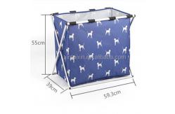 China Alu Pipe Polyester Dirty Clothes Basket With Cover Foldable Laundry Hamper supplier
