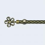 Anti-Brass Beaded Flower Finial Iron Material 3-Meter Twisted Curtain Rod With Accessories for sale