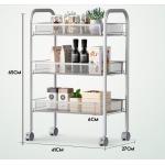 Silver Kitchen Basket Rolling Cart Wire Storage Shelves With Wheels 11 Deep for sale