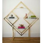 Golden Coating Department Store Fixtures , Metal Store Display Racks With Glass for sale