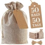 burlap drawstring bags 6.6x9 inches with 50 tags and 50 tags. Burlap bags for all occasions. Reusable gift bags for sale