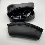 Handhold Creative Black  PU Zipper Glasses Portable Soft Sunglasses Case for sale