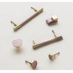 China 5 Inch Real Leather Handles Cabinet Brass T Bar Pulls Pink Single Hole Knobs for sale