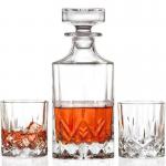 Lead Free Clear Red Wine Decanter , Unique Shaped Whiskey Liquor Glass Set for sale