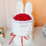 Qixi Festival flower arrangement bouquet, Mother's Day gift, cute rabbit ears, artificial flowers, soap, flower bouquet finished product for sale