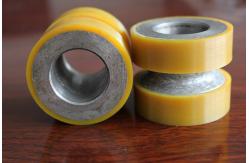China Yellow High Density Polyurethane Wheels Heavy Duty Coating Rollers Wheels Replacement supplier