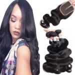 China Loose Weave Lace Closure Peruvian Virgin Human Hair Weave With Closure 4X4 manufacturer