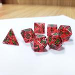 Red pomegranate Sequins Resin Boarding Dice Set  dnd dice