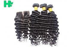 China Natural Black Deep Wave 4x4 Frontal Lace Closure Length Combination No Shedding supplier