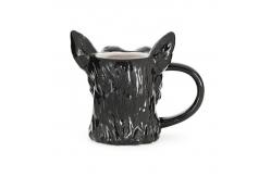 China 3d Animal Mug Cute Earthenware 3d Black Dog Shaped  Design With 3D Handpaint supplier