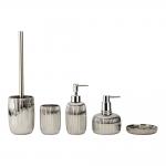 Chrome Glass Bathroom Accessories Round Shape With Vertical Stripe Soap Dish Holder Hand Wash Dispenser Bath Soap Dispenser for sale