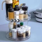 Dia 27cm Rotatable Double Layer Spice Rack Plastic Kitchen Organizer for sale