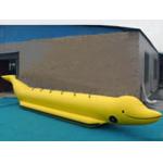 Custom Single Inflatable Water Games Shark Boat For 6 People In Yellow Color for sale