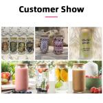 Sublimation Glass Coke Cup With Bamboo Lid And Straw Glass Cold Drink Cup High Borosilicate Glass Coated Transparent Glass Cup Set Sublimation Glass Mason Jar