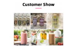China Sublimation Glass Coke Cup With Bamboo Lid And Straw Glass Cold Drink Cup High Borosilicate Glass Coated Transparent Glass Cup Set Sublimation Glass Mason Jar supplier