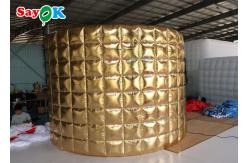China Portable Golden Inflatable Photo Booth Wall Led Lighting Curve Backdrop Photobooth Enclosure supplier