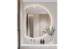 China Hotel Bathroom Vanity Wall Half Round Mirror Customized Led Backlit Defogger supplier