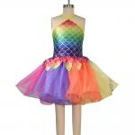 Rainbow Skirt Fish Dance Tutu Dress Wear Halter Triangle Top Back Crossing Straps for sale