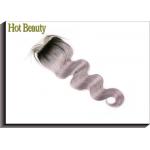 Virgin Hair Weave Brazilian Grey Purple Top Lace Closure 8 Inch To 22 Inch for sale