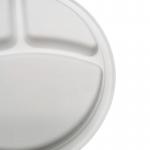 100C Bio Sustainable 3 Compartment Compostable Sugarcane Plates Bagasse Pulp 9 Inch