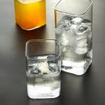 Handmade Square Glass Cup , Thin Wall Borosilicate Glass Mugs For Drinking