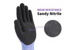 China 18 Gauge ANSI A2 Cut Resistant Gloves , Sandy Nitrile Work Gloves supplier