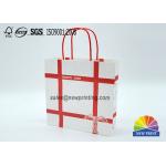 Personalized Recyclable White Custom Paper Shopping Bags With Red Rope Handle​ for sale