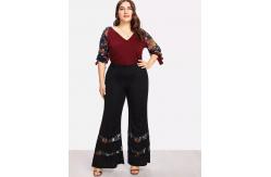 China new design women's plaid pants,wholesale price black trousers pants supplier