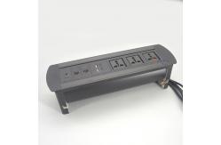 China Universal power outlet manual flip up desktop socket with rotating sockets and switch supplier
