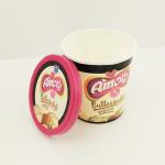 6oz 175ml Paper Frozen Yogurt Cups , Flat Lid Custom Ice Cream Paper Cups With Spoon for sale