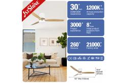 China 52 Inches Wooden Blades LED Lighting Ceiling Fan with Remote Control Switch Style supplier