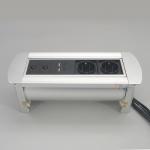 Manual Silver  Brushed Aluminum Alloy Table Pop Up Hidden Socket