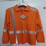 EN20471 Long Sleeve Orange Hi Vis Workwear Polo Hi Vis Workwear With Reflective Tape for sale