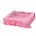 Chocolate Truffle Kraft Gift Box With Window Magnetic with Silk Ribbon for sale