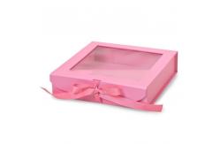 China Chocolate Truffle Kraft Gift Box With Window Magnetic with Silk Ribbon supplier