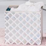 White Fabric Cozy Organizer , Foldable Storage Cubes for sale