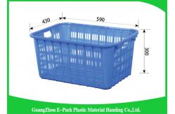 China Health Blue Plastic Food Crates Big Capacity Easy Stacking Long Service Life supplier